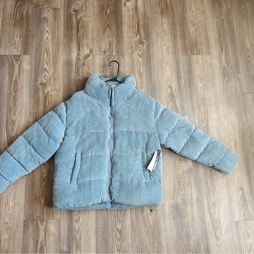 Baby Blue Corduroy Puffer Jacket - Picture 3 of 5